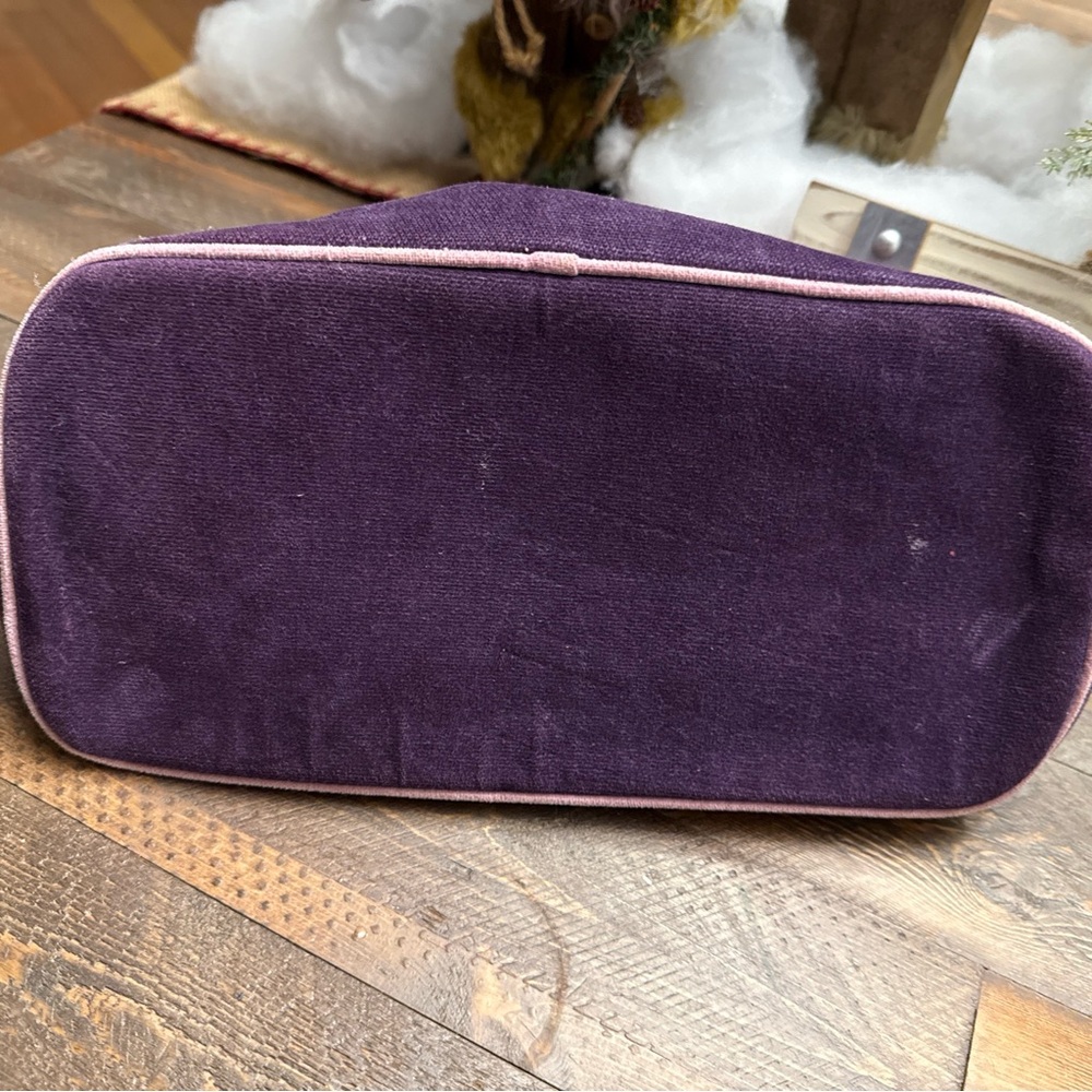 Vintage Y2K 1990’s Victoria's Secret Handbag Purple Velvet Satchel Bag Cosmetic - Picture 7 of 14